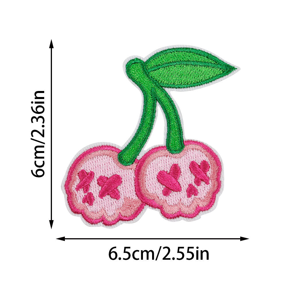 Wholesale  Cherry Embroidered Cloth Sticker No-sewing Girl' s Down et Patch Sticker Holes Sticker Large